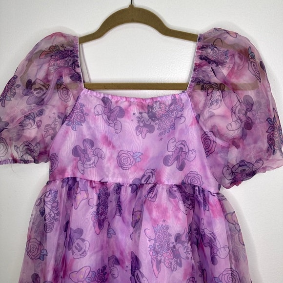 Minne Mouse Disney Purple Ruffled Babydoll Dress by Disney Girls size XL or 14 - Picture 4 of 9